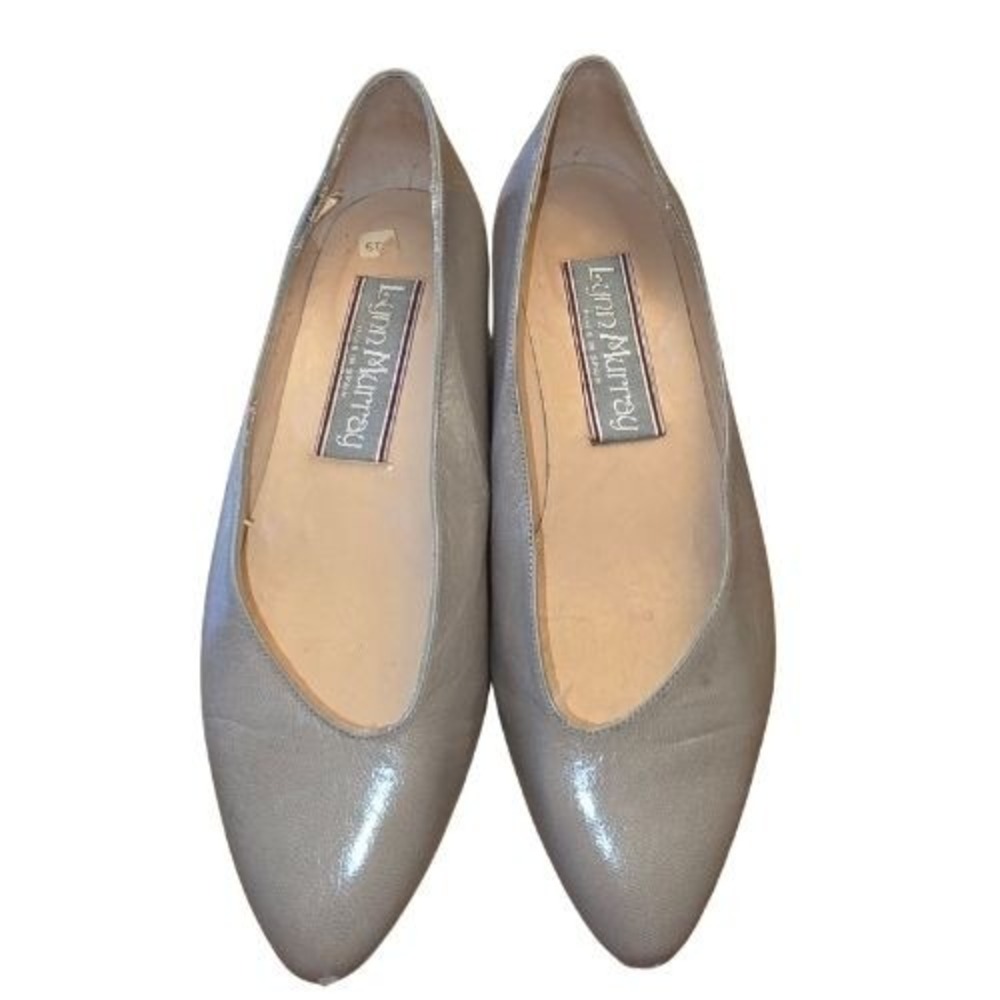 Vintage Lynn Murray Womens 5 Taupe Leather Pointed Toe V-Cut Ballet Flats Spain‎